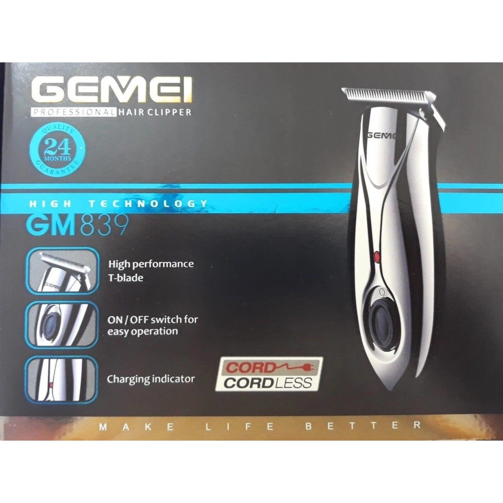 Trade Shop - Mini Taglia Capelli Rasoio Regola Barba Tascabile 3 Pettini Ricaricabile Gm-839 -