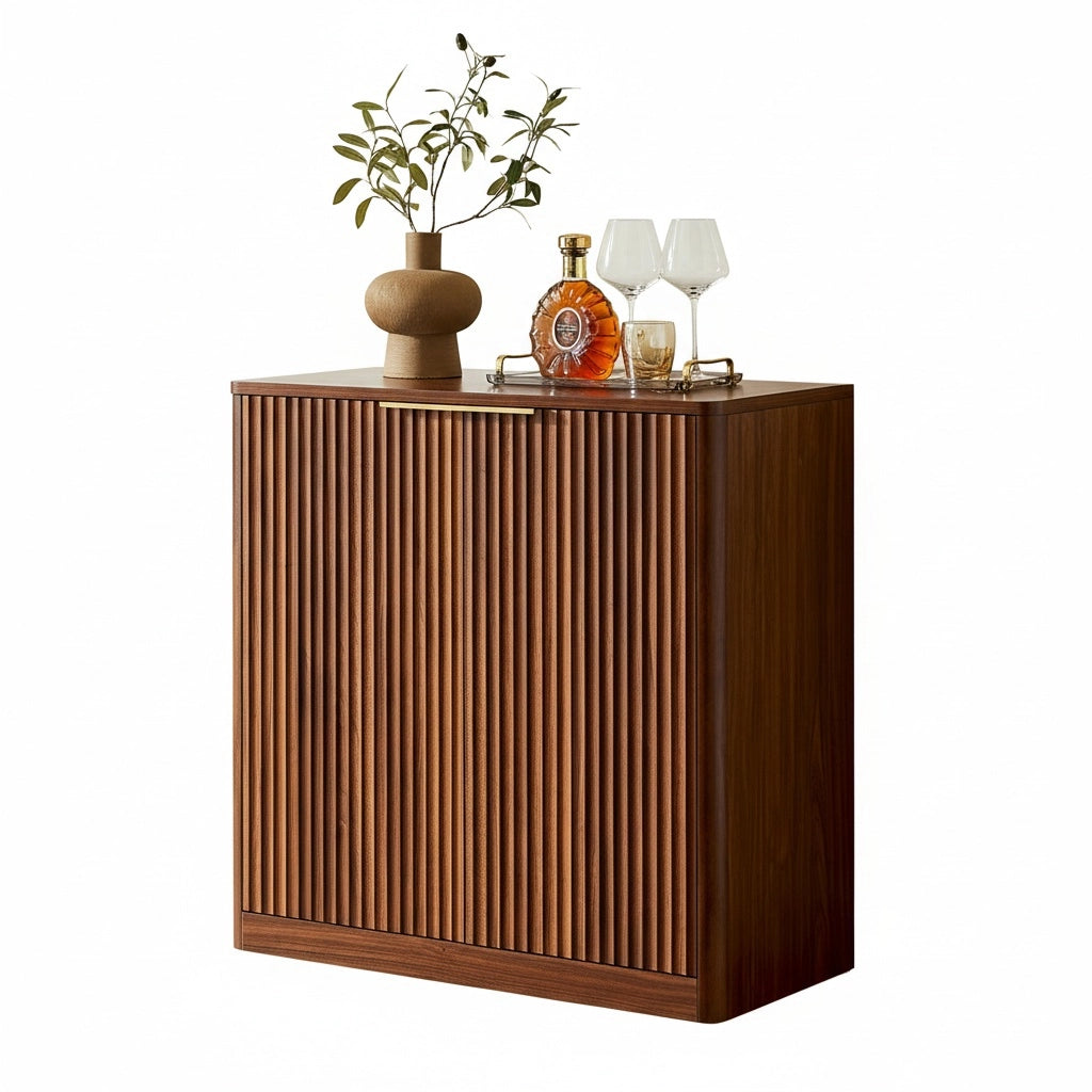 Buffet moderno - Xylo - 120x40x76 cm - Marrone - Pannelli incassati e ripiani regolabili
