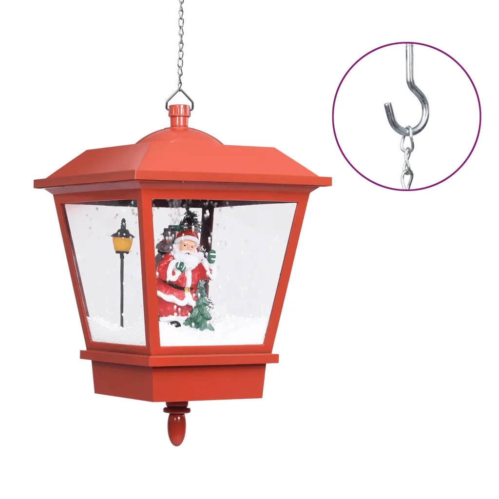 Lampada Natalizia Sospesa LED e Babbo Natale Rossa-Luci decorative natalizie 27x27x45 cm