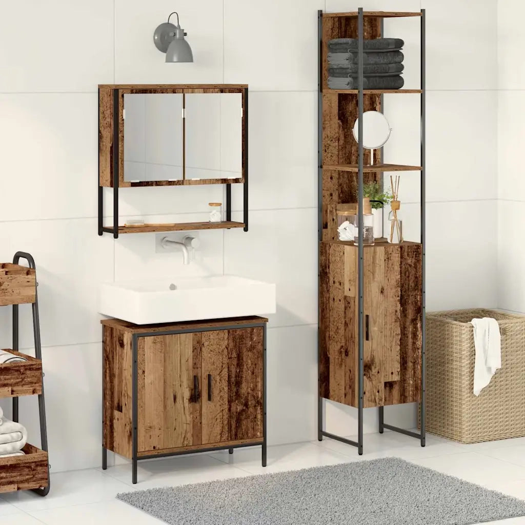 Set di mobili per il bagno 3 pcs Marrone Legno multistrato 3334360