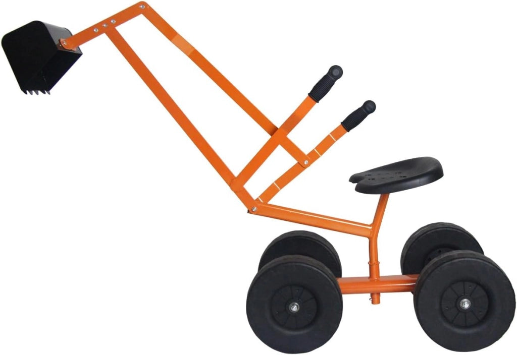 Ruspa Giocattolo Cavalcabile per Bambini, Escavatore di Sabbia Metallico per Bambini con Ruote, Rotazione di 360°, Carico 50 kg, 106x28x35 cm, Giallo (Stile 3)