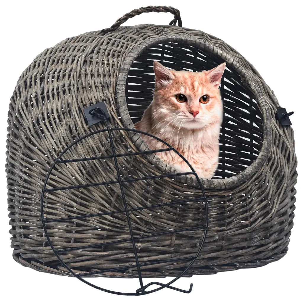 Trasportino per Gatti Grigio 45x35x35 cm in Salice Naturale CFW2275178