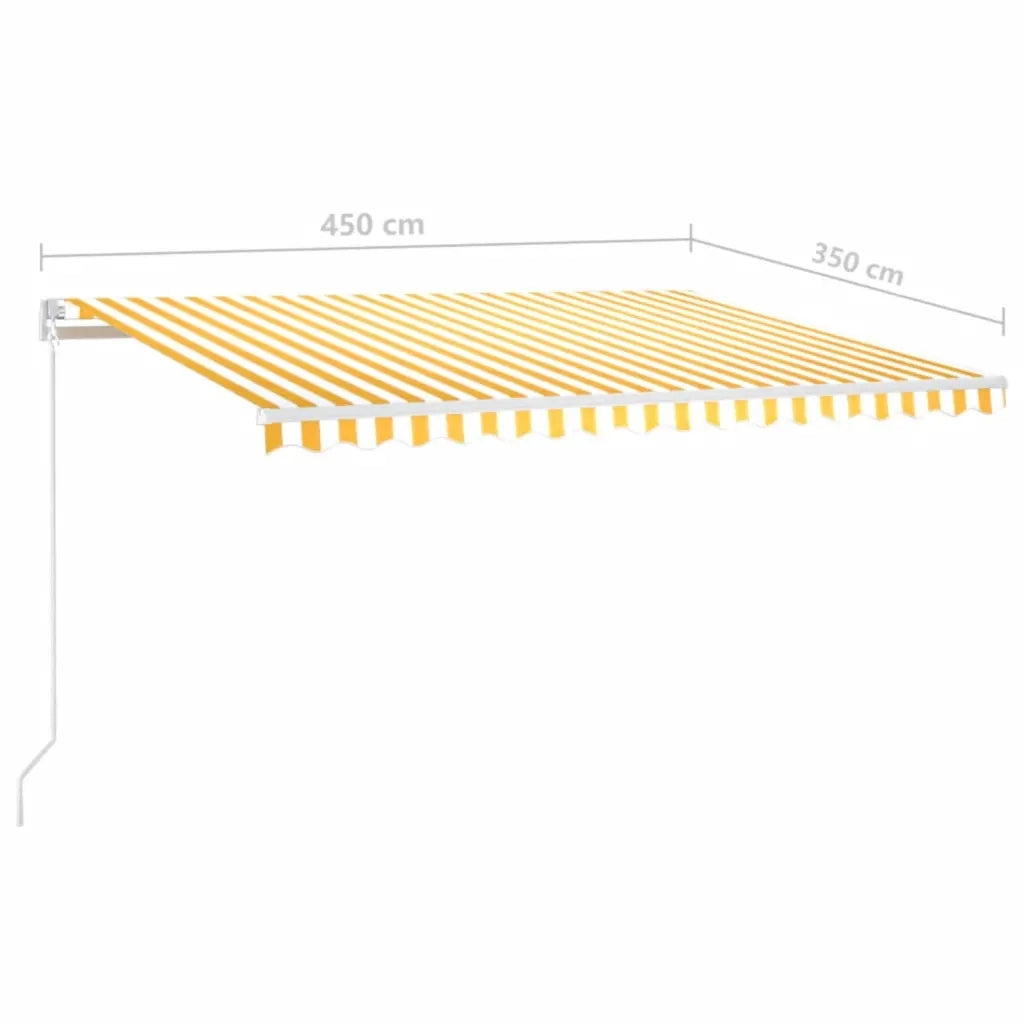 Tenda da Sole Retrattile Manuale 450x350 cm Gialla e Bianca 3068998