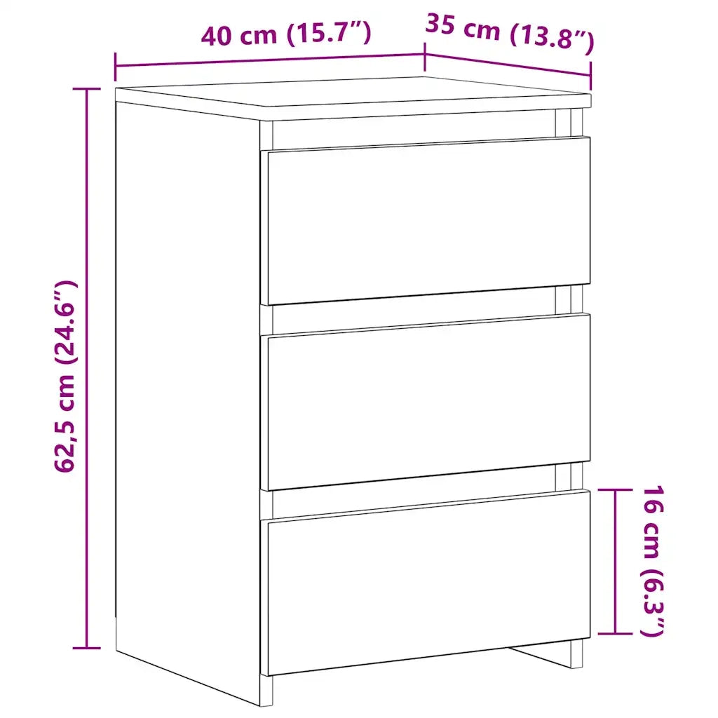 Set di 2 Comodini | Armadio da Notte | Mobiletto da notte Grigio Sonoma 40x35x62,5 cm in Legno Multistrato
