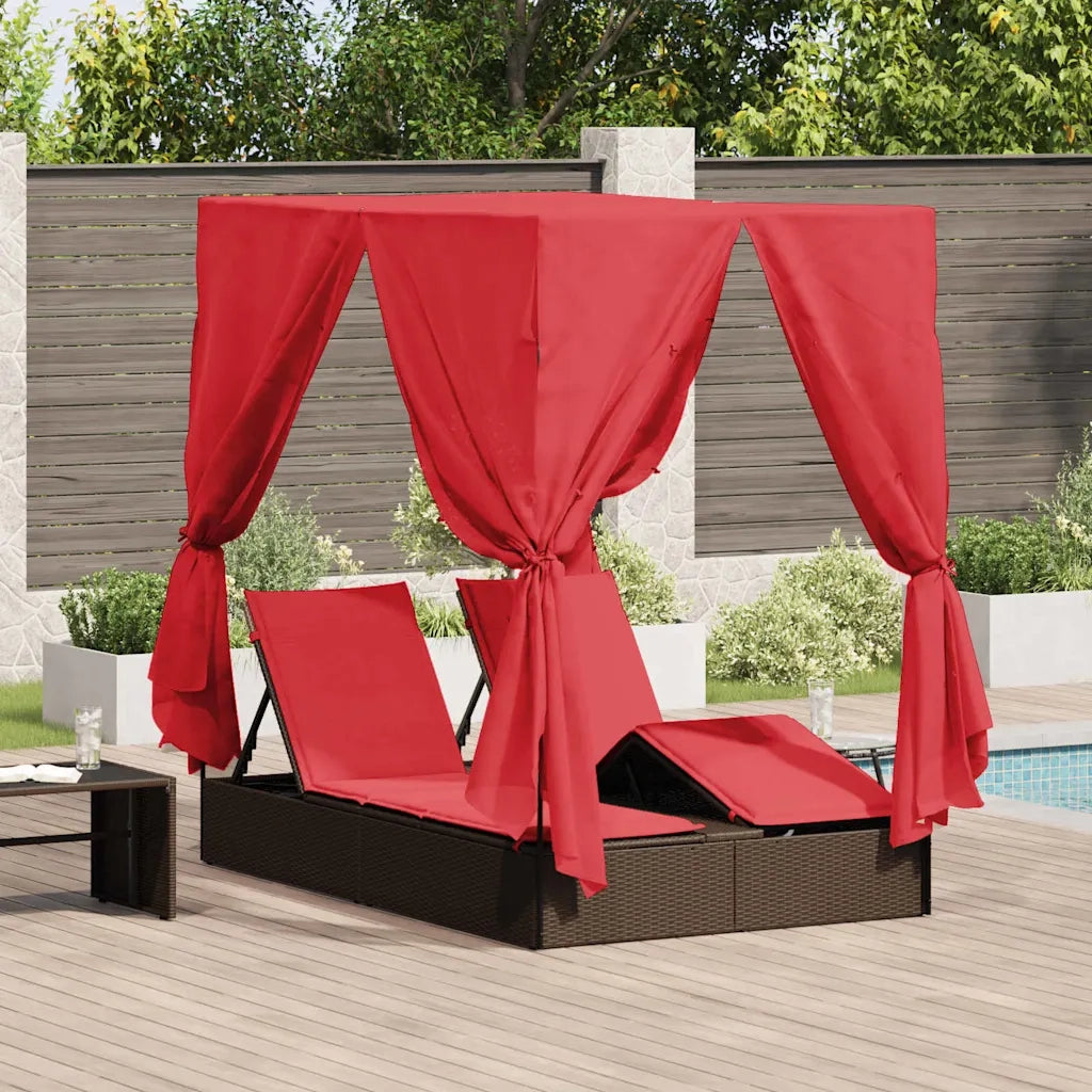 Lettino da sole doppio Rosso 205 x 129 x 200 cm polyrattan 3376133