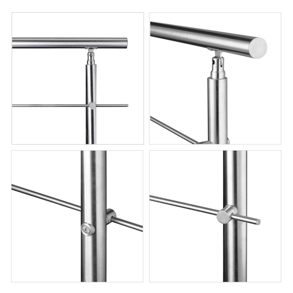 Ringhiera Balaustra Corrimano in acciaio inox spazzolato 220x106cm per interni ed esterni 5 barre trasversali