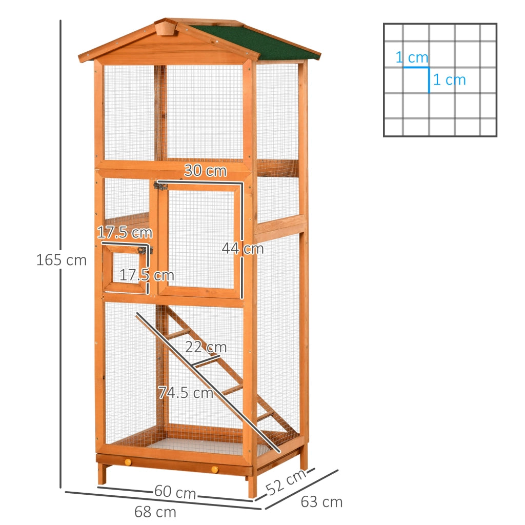 Gabbia per Uccelli in Legno da Esterno ¨C Minimal ¨C Arancione 165cm
