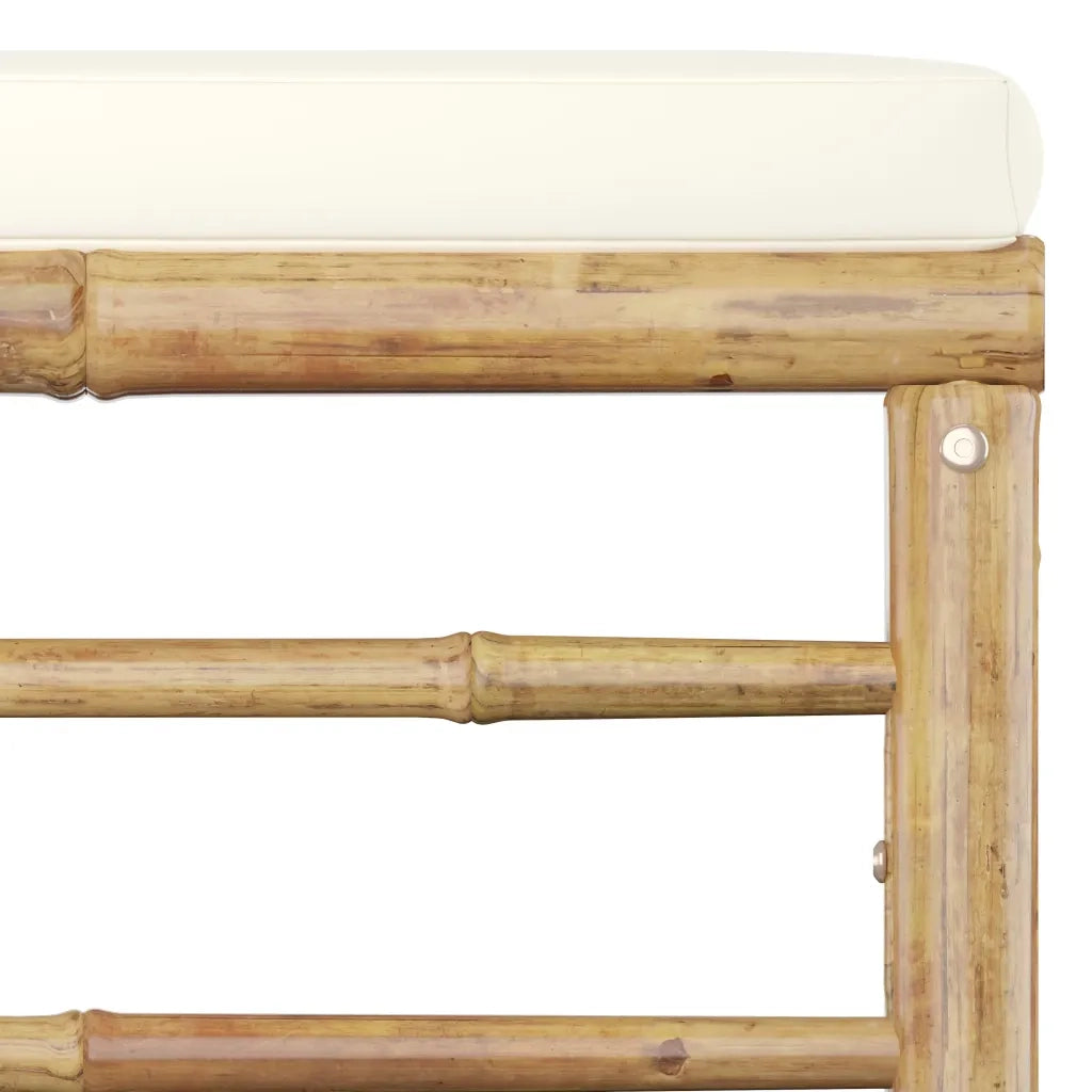 Set Divani da Giardino 4 pz con Cuscini Bianco Crema in Bambù 3058243