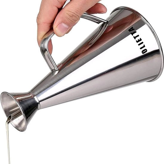Olietta a Olio d'Olive con Dispensatore e Drizzler in Acciaio Inossidabile, Senza Gocciolamento, Senza Lente, Senza Sporcizia, 500 ml 0,5 Litri – Dispensatore per Gocciolare e Drizzare Olio d'Olive e Aceto