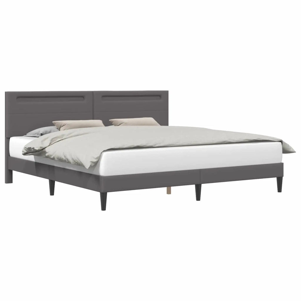 Letto matrimoniale | Letto per adulti | Struttura del letto con testiera Grigio 200 x 200 cm Similpelle
