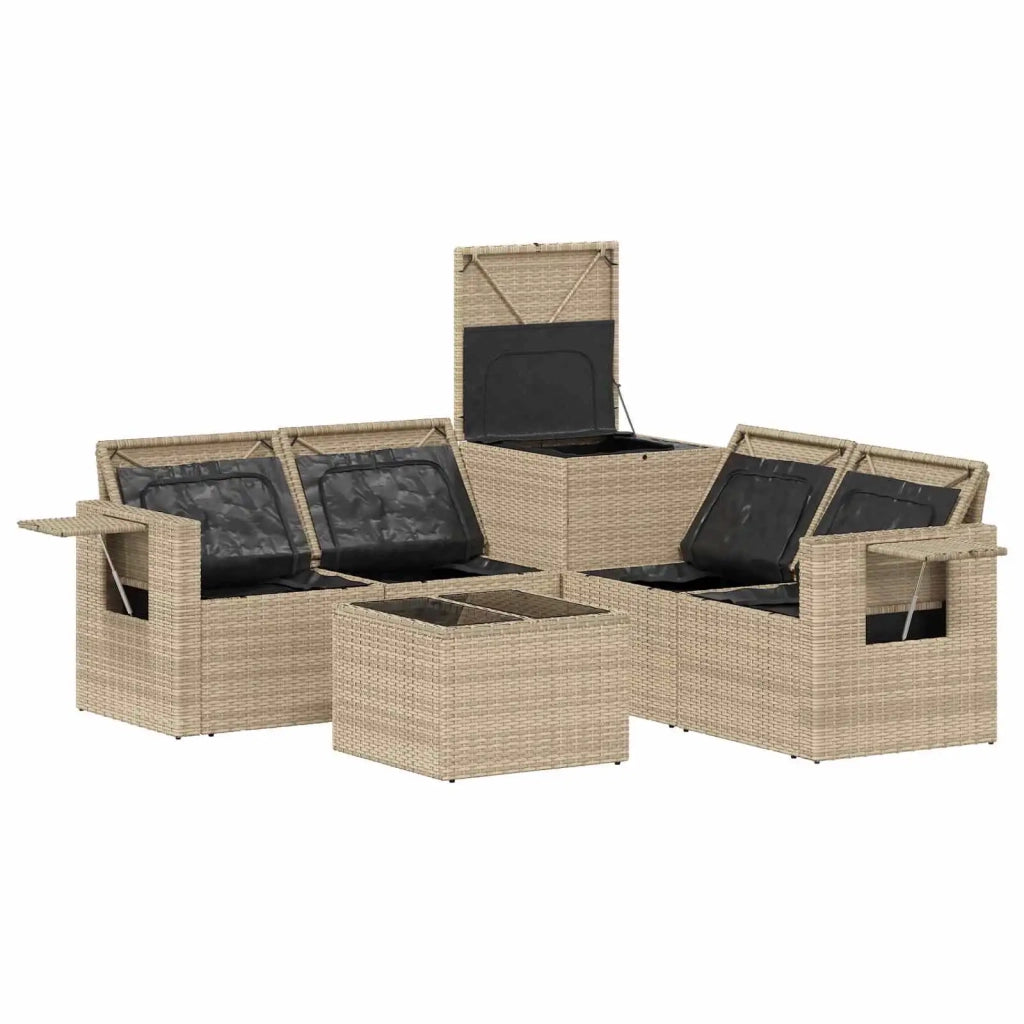 Set di divani 6 pz Beige e Bianco Crema 3447468