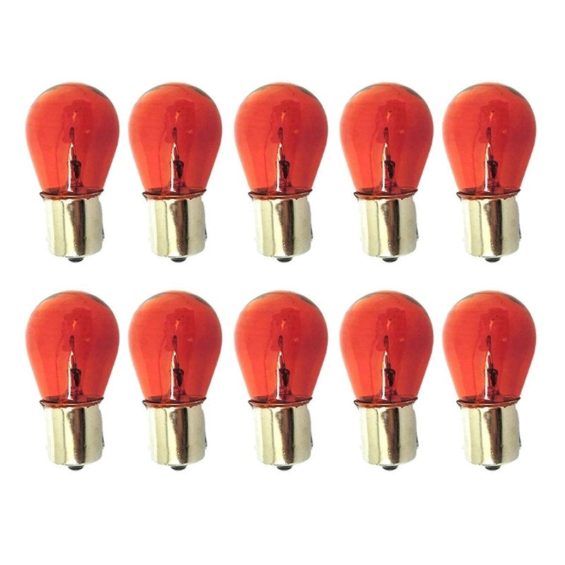 10 Lampade Alogene S25 PY21W 12V 21W BA15S Arancione Piedi Dritti Indicatori