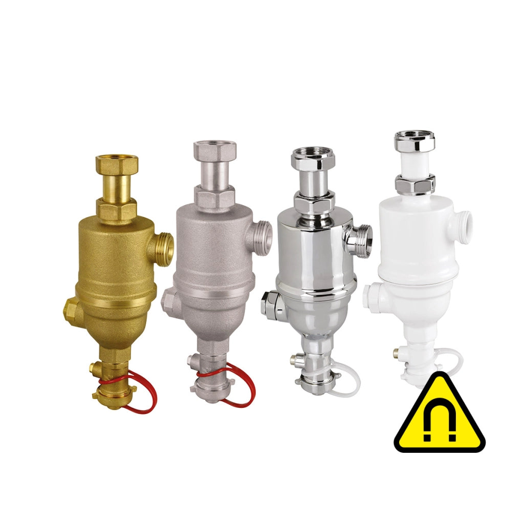 Defangatore magnetico compatto sottocaldaia - Bianco – Completo di raccordo di connessione alla caldaia