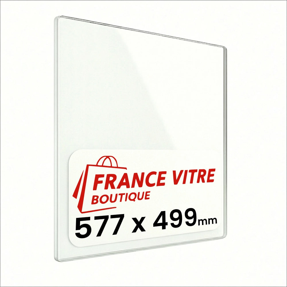 577 x 499 x 4 mm - Vetro per stufa a legna - vetro camino di ricambio - vetro per caminetto resistente al fuoco - France Vitre