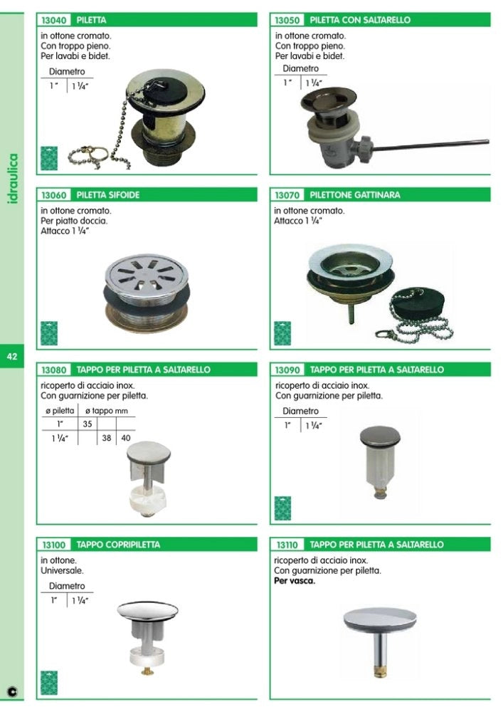 10pz tappo piletta a saltarello pesante 1.1/4 (40 mm) cod:ferx.93724