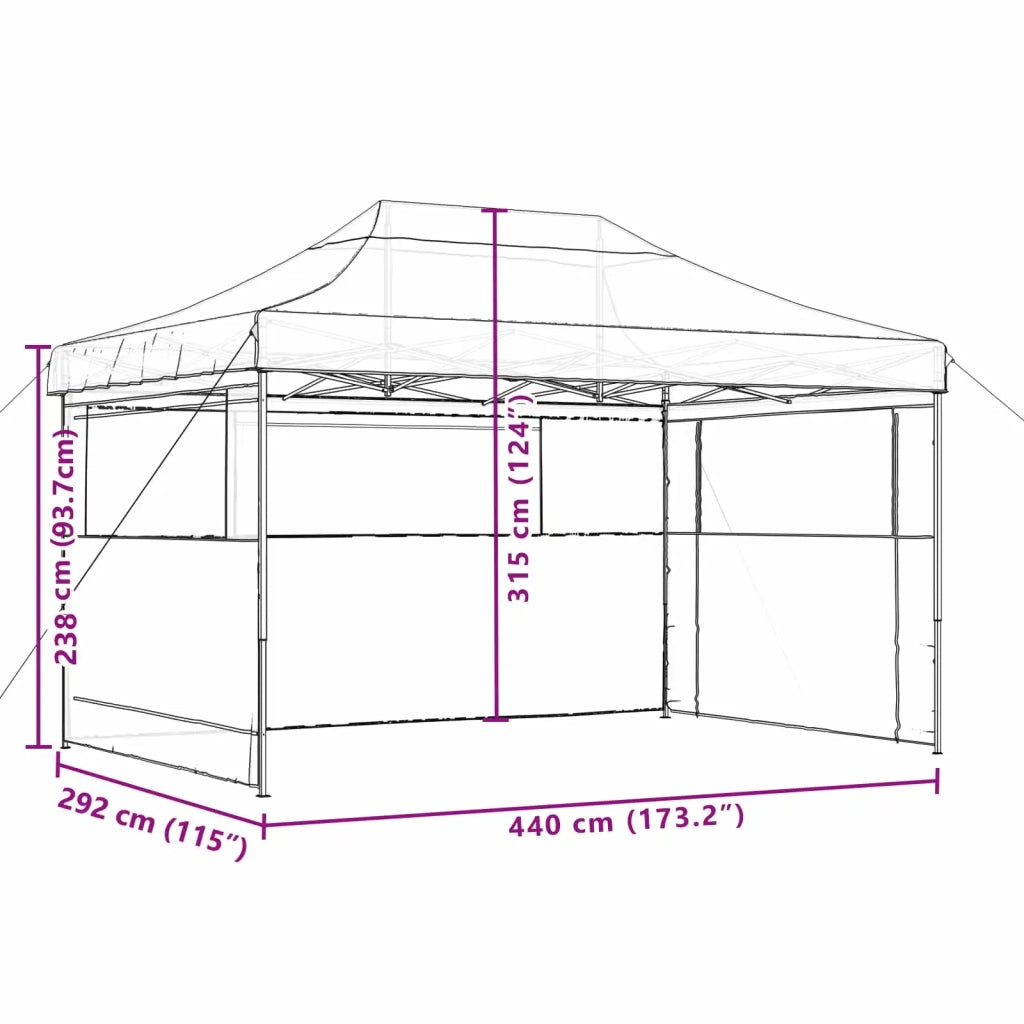 Tendone per Feste Pieghevole Pop-Up con 3 Pareti Marrone 4004972