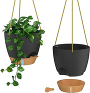 Set di 2 Supporti per Piante in Plastica da Appendere, 20cm, Nero