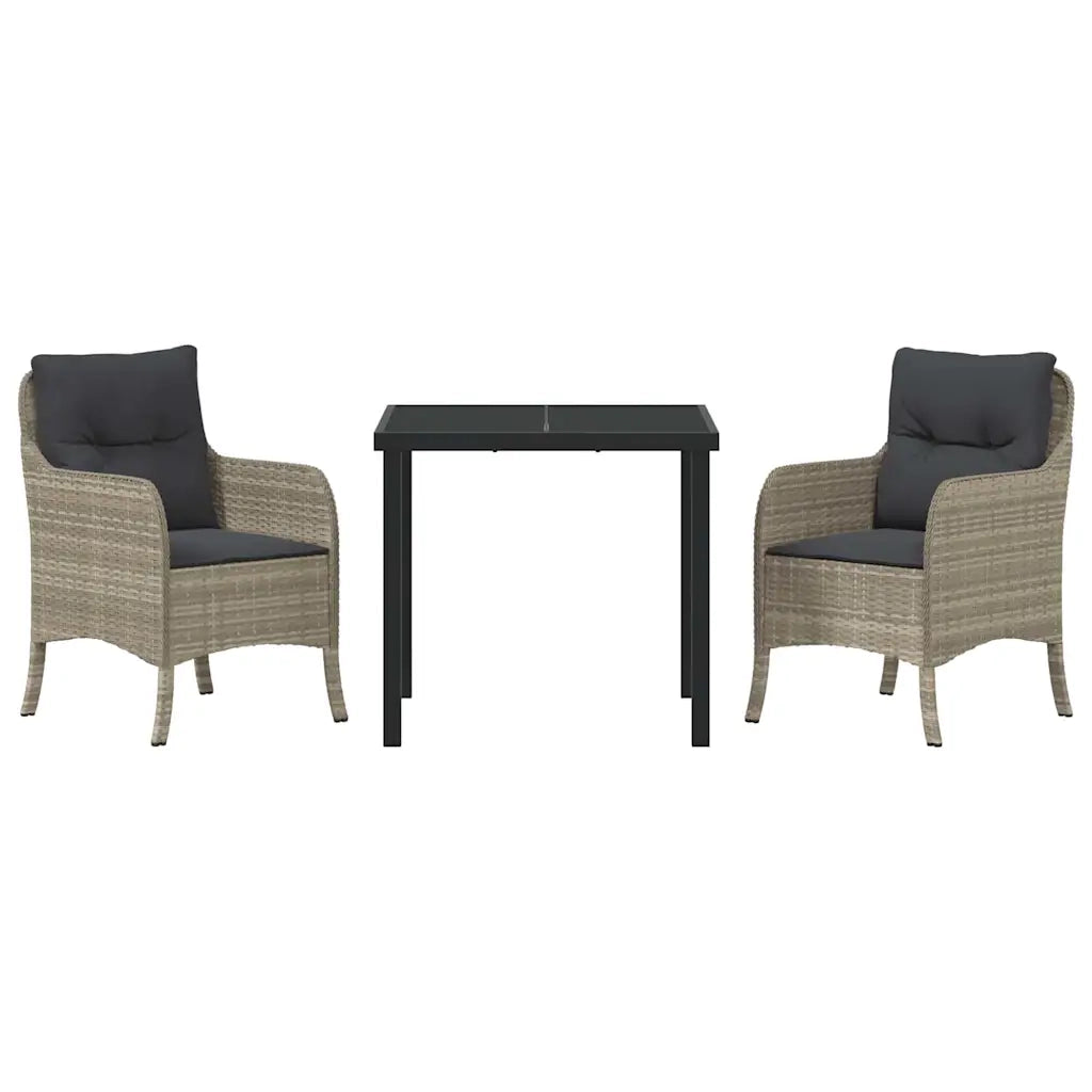 Set da Pranzo per Giardino 3 pcs Grigio chiaro polyrattan