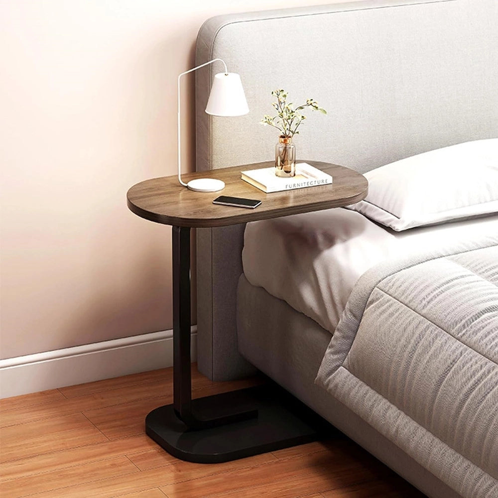 Trade Shop - Tavolino A Forma Di C Per Divano Soggiorno Camera Letto Moderno Portatile Tavolo - Legno Scuro