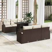 Set Divano da Giardino 7 pcs Marrone Rattan in Polipropilene 3357301