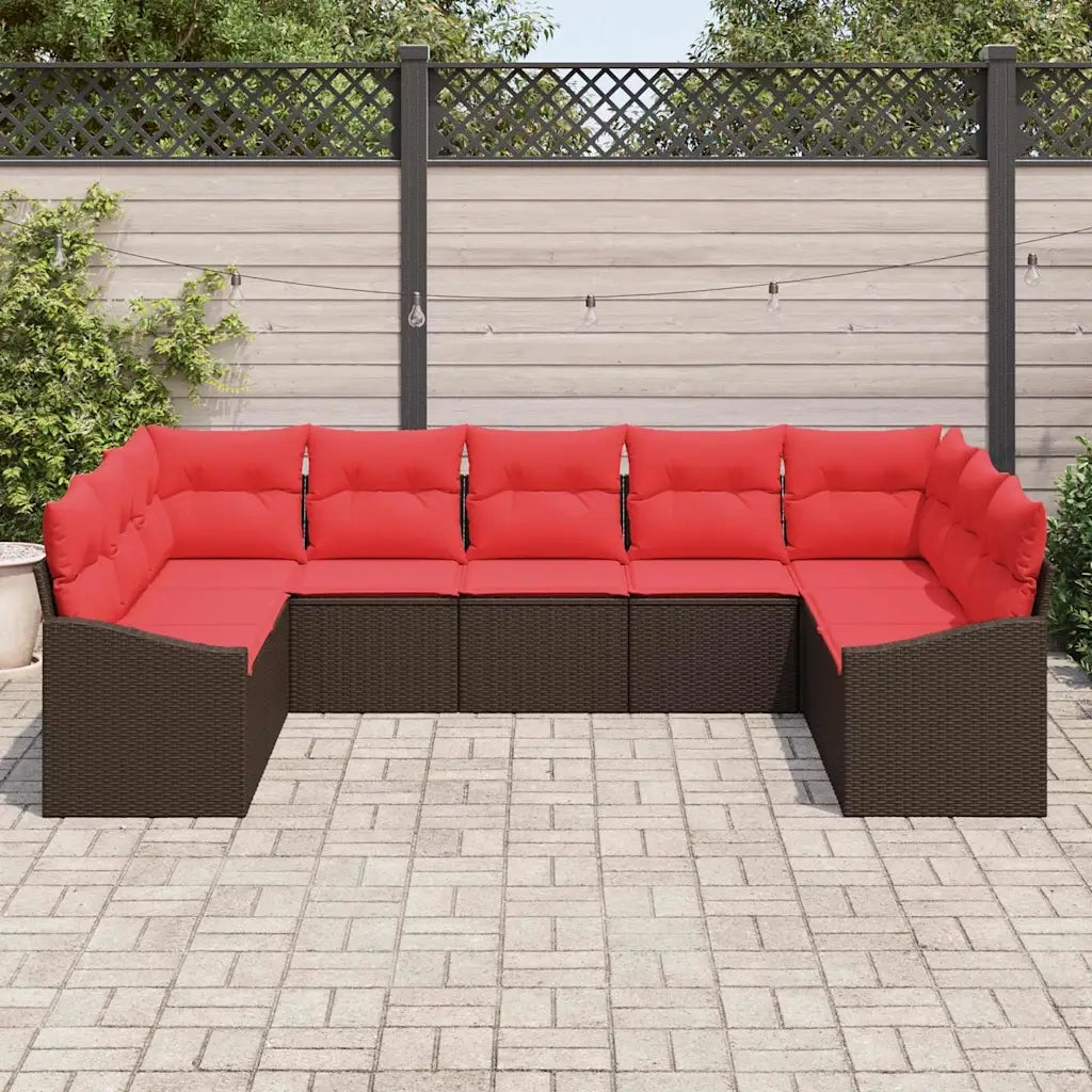 Set di divani 9 pz Marrone polyrattan 3346884