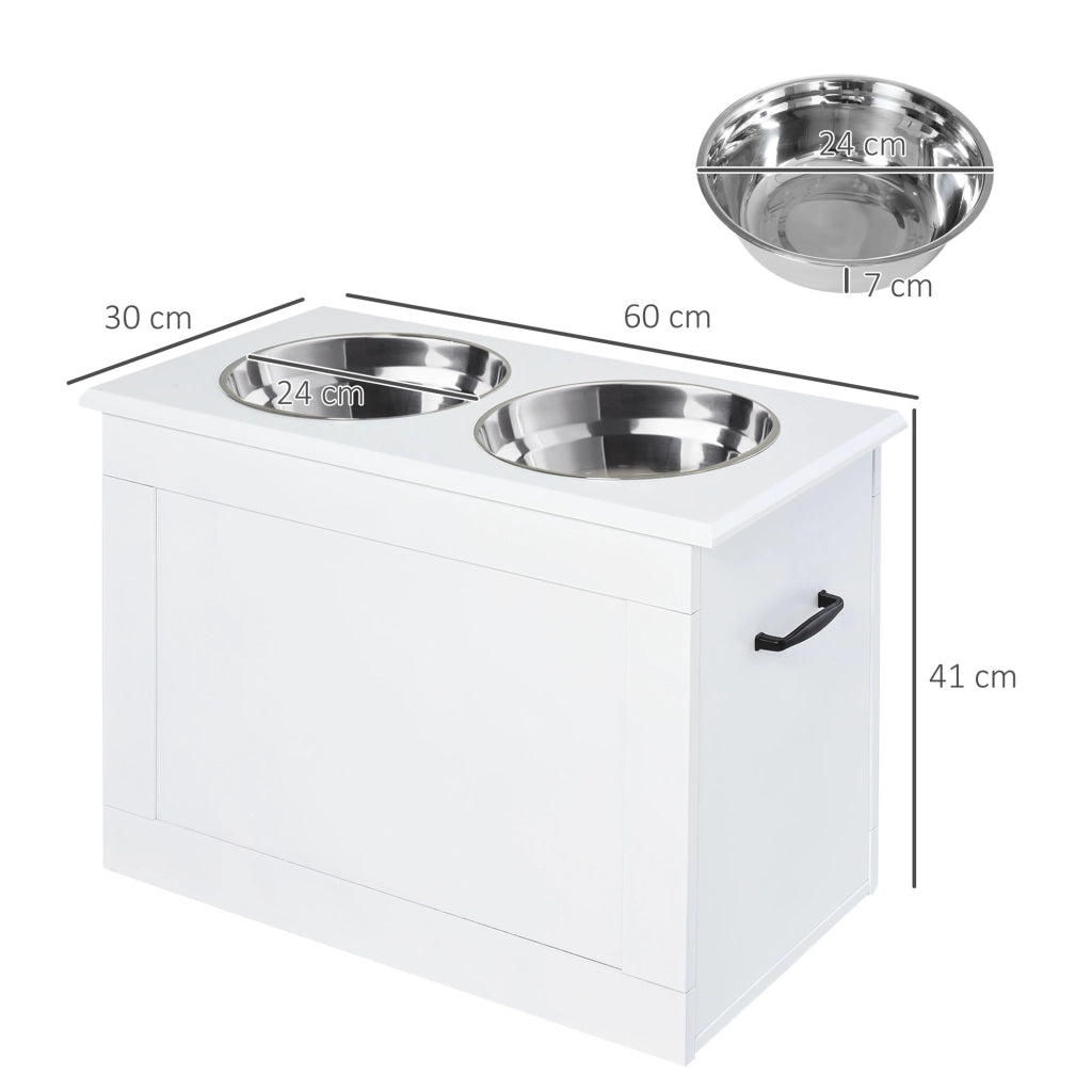 Ciotola per Cane Elevata con Contenitore ¨C Zephmum ¨C Bianco 2x2000ml