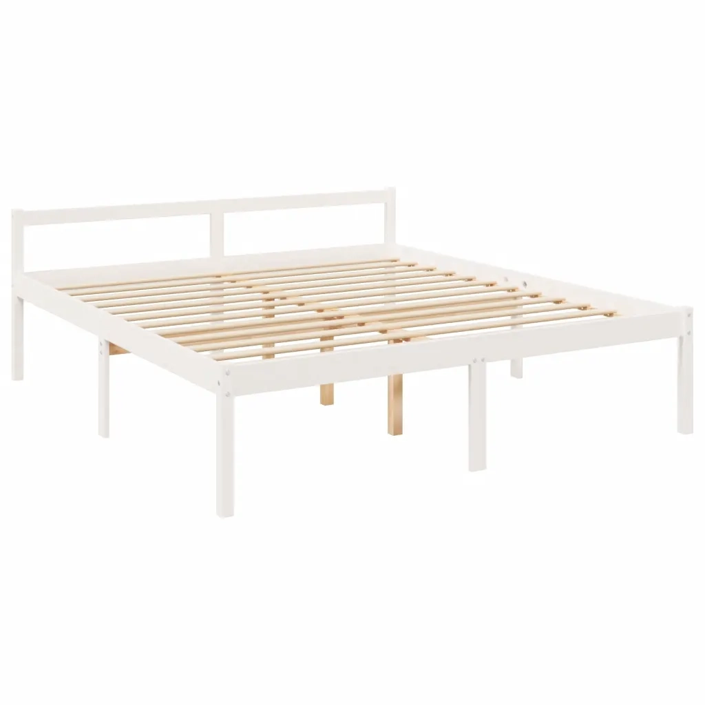 Letto per Anziani con Testiera Bianco Super King Legno Massello 3195367