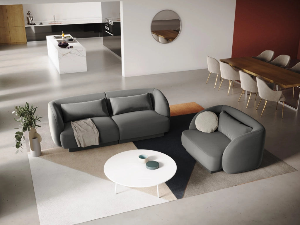 Cosmopolitan Design - Poltrona "Tulum" in velluto grigio chiaro 