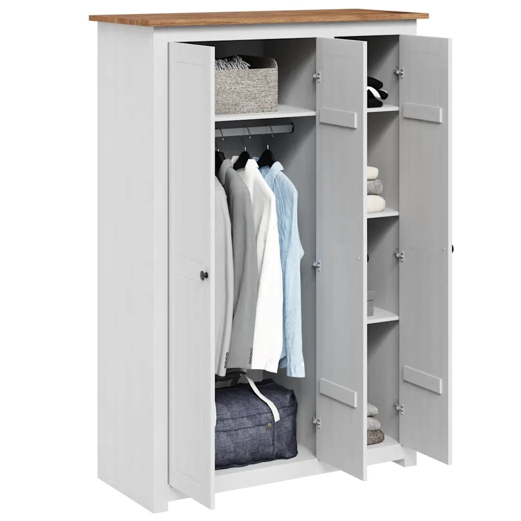 Armadio a 3 Ante Bianco 118x50x171,5cm in Pino Panama Range CFW2236704