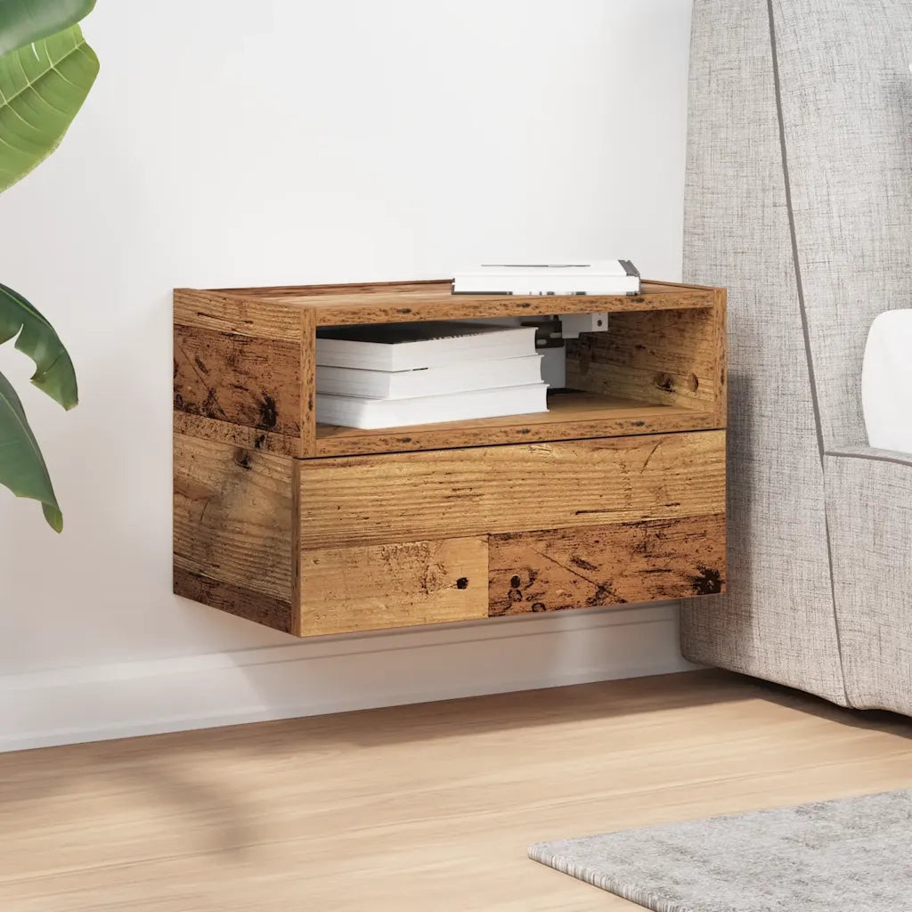 Comodino | Armadio da Notte | Mobiletto da notte a Muro Legno Antico 45x26x28,5 cm