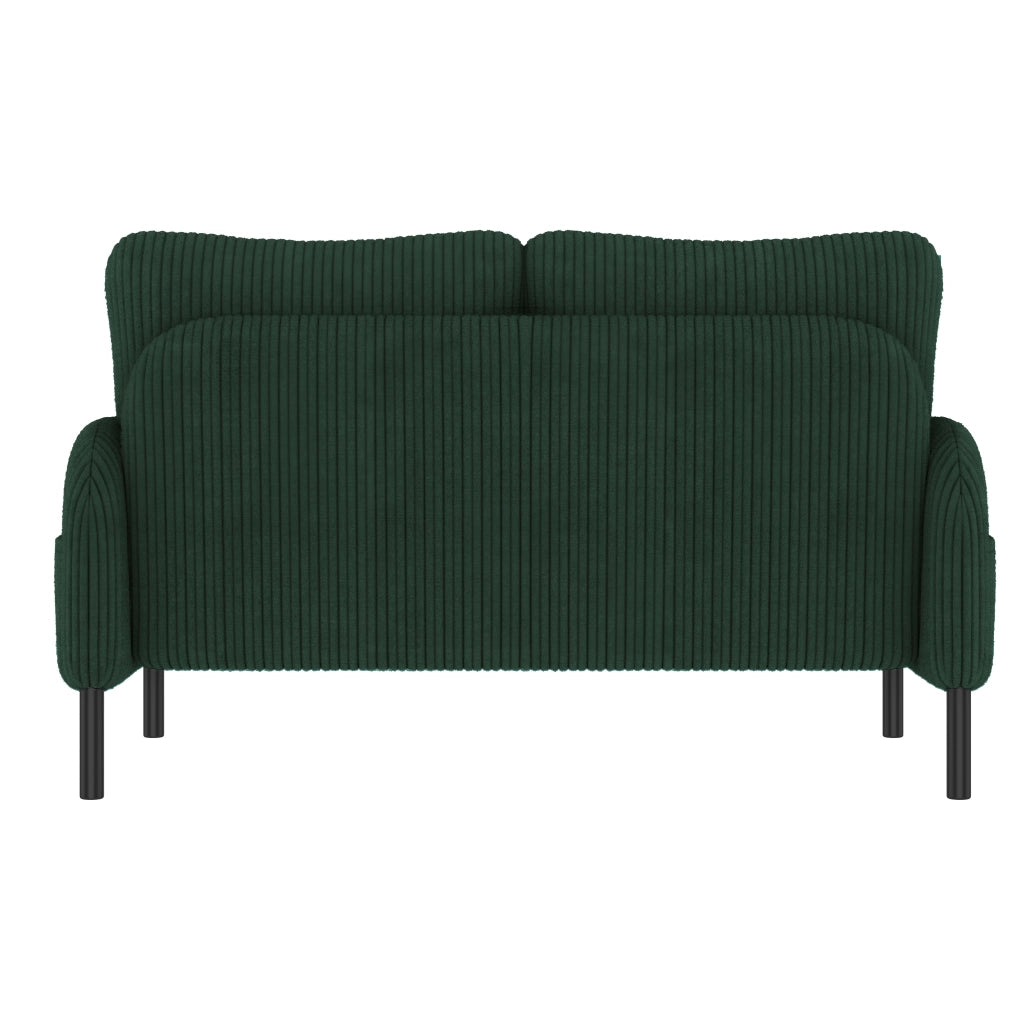 DIVANO Set da 3 pezzi 2 posti, poltrona e pouf in cord verde smeraldo