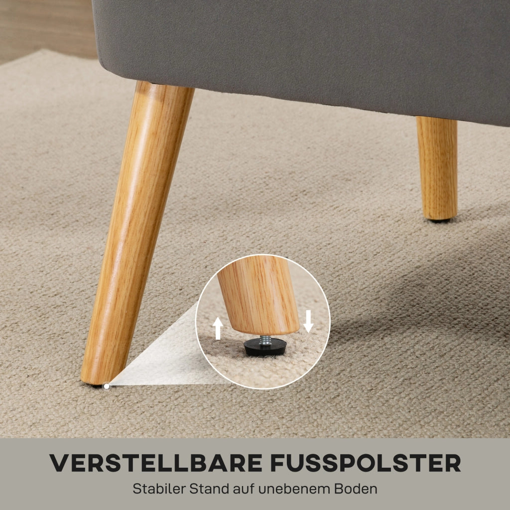 Divano 2 Posti Retrodesign ¨C Minimal ¨C Legno Grigio Scuro 117x56.5x77