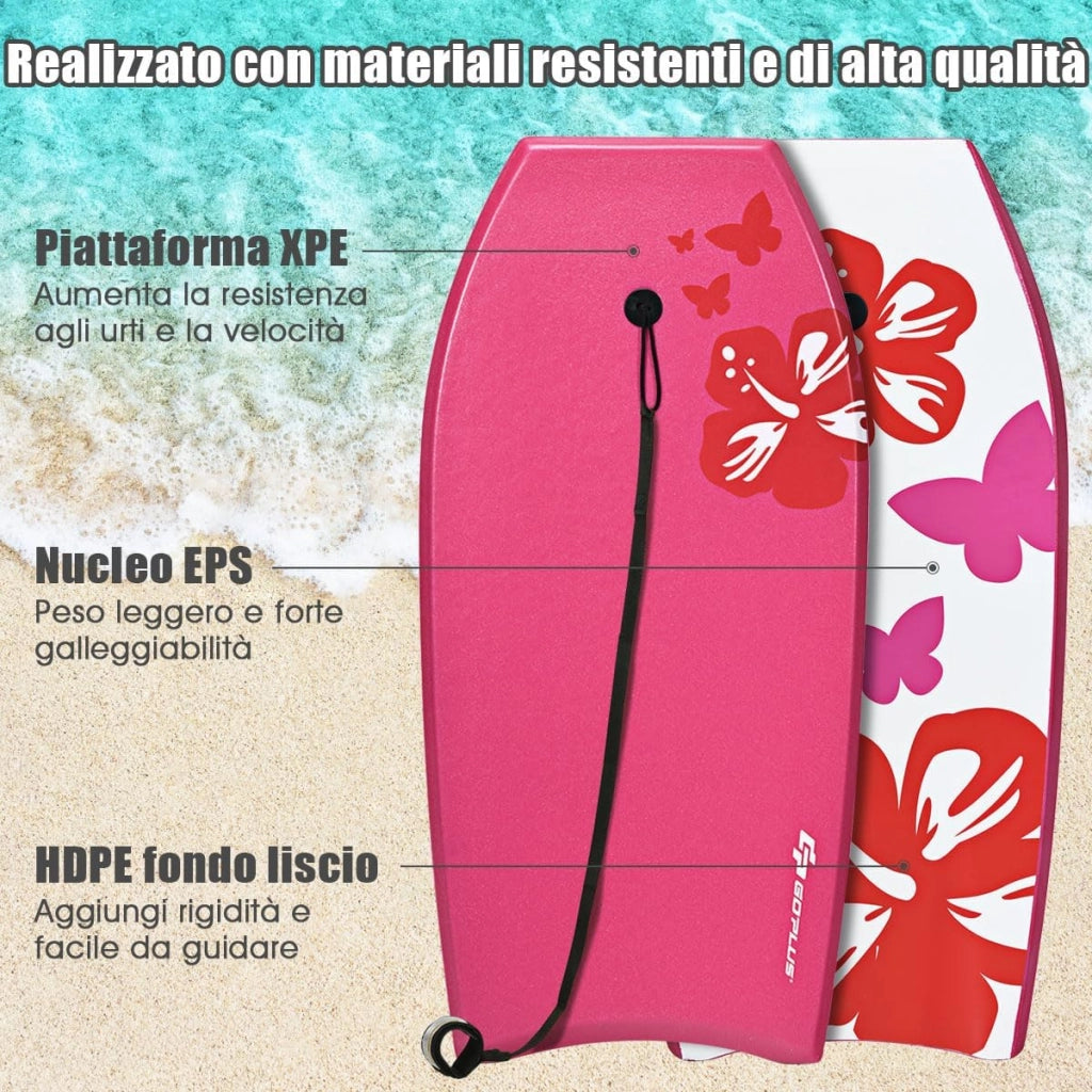 Tavola da Surf 41", Tavola Surf Bambini e Adulti in XPE, EPS e HDPE, Tavoletta Mare con Leash per Polso, Portata 85 kg