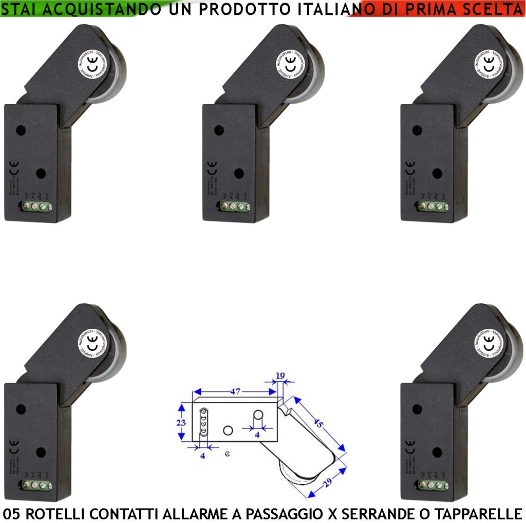 Sensore Antifurto Per Tapparella 5 Rotello Marrone Protegge la Serranda dallo Strappo e Sollevamento lo Switch Mosso dalla Rotella Con Gammes Genera Impulsi Veloci 50 mS Necessita di Conta Impulsi