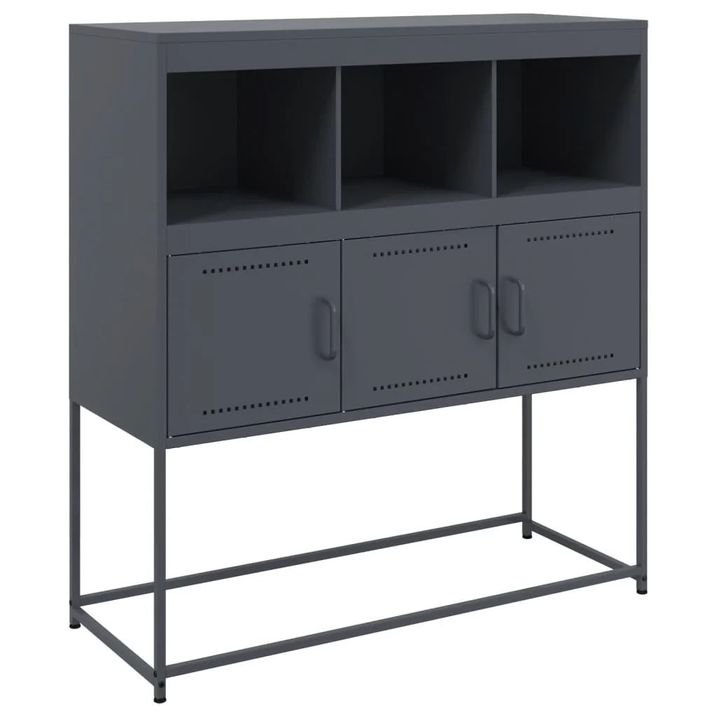 Buffet credenza cassettiera armadio mobile contenitore organizer per cucina soggiorno salotto 100,5 x 39 x 107 cm acciaio antracite 02_0029682