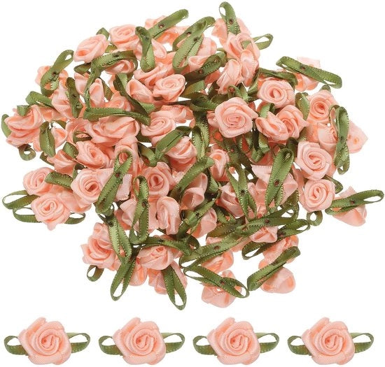 Set di Lint Satinato Mini - 100 pezzi - Lint Rosa - Decorazione - Imballo Regalo - Attività Artigianali - Misura Utile 1,5 x 3 cm - Lint Decorativo