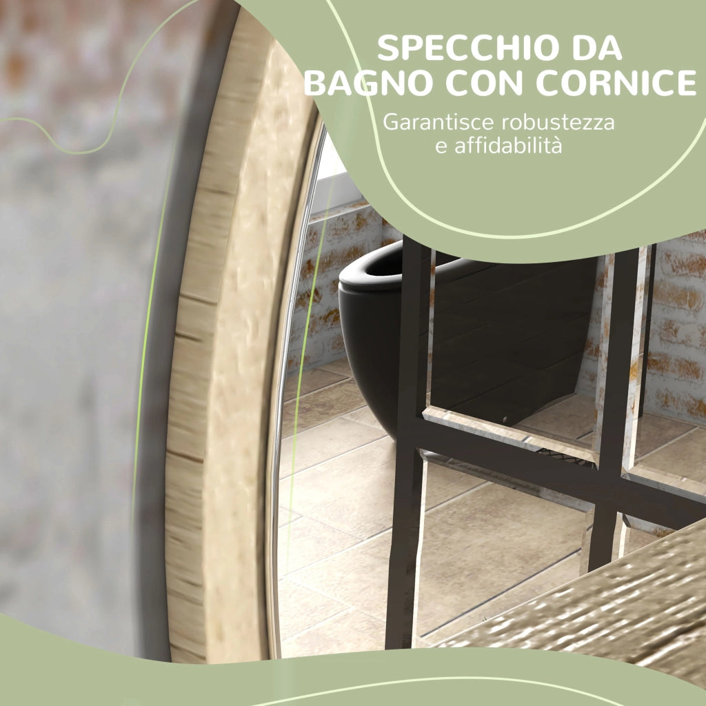 Specchio Bagno Rotondo con Ripiano ¨C zephmum ¨C Truciolato e Vetro, ?45x10 cm
