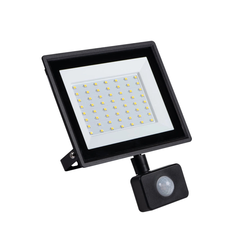 Faro LED 50W 4000K 4500lm con sensore IP44 nero Miledo