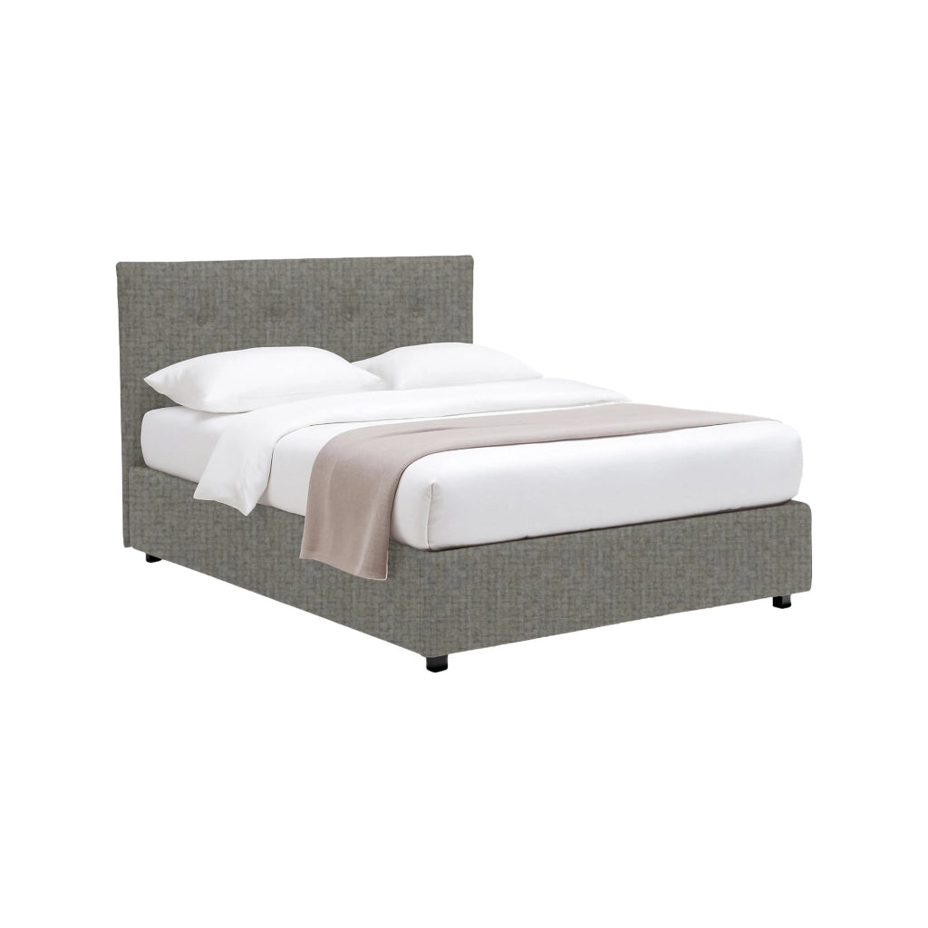 Bolton, Letto Piazza e Mezza Sfoderabile Made in Italy, Grigio Cenere