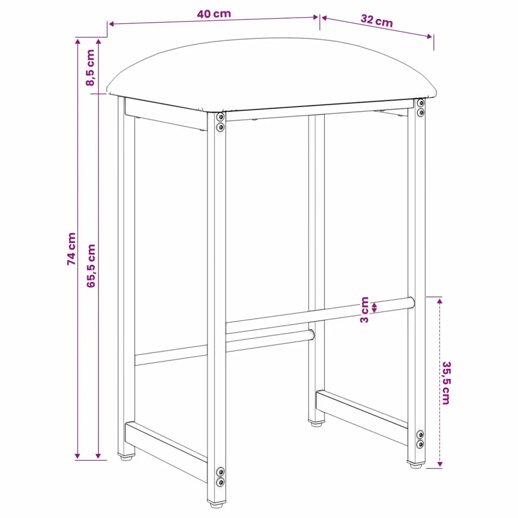 Sgabello da bar 2 pcs Grigio Chiaro 40 x 32 x 74 cm 8006218