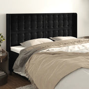 Testiera ad Orecchio-Testata con Orecchie Nera 203x16x118/128 cm in Velluto 319067