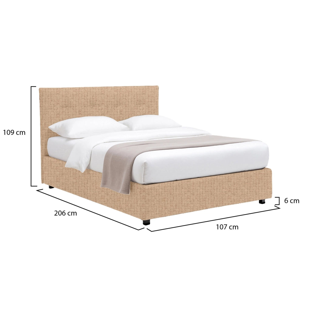 Ripon, Letto Singolo Sfoderabile Made in Italy, Beige