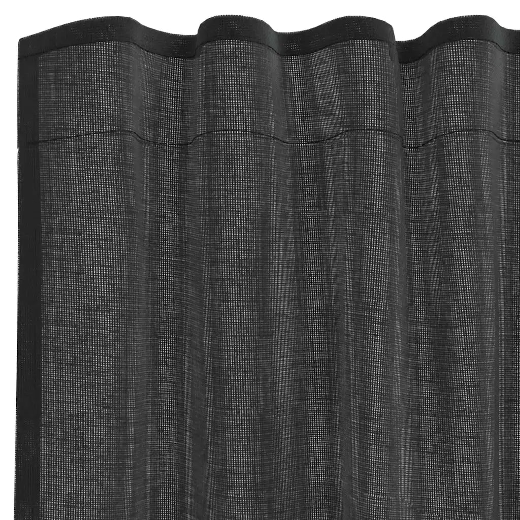 Tende in Voile con Tasche per Aste 2 pz Nero 4102167