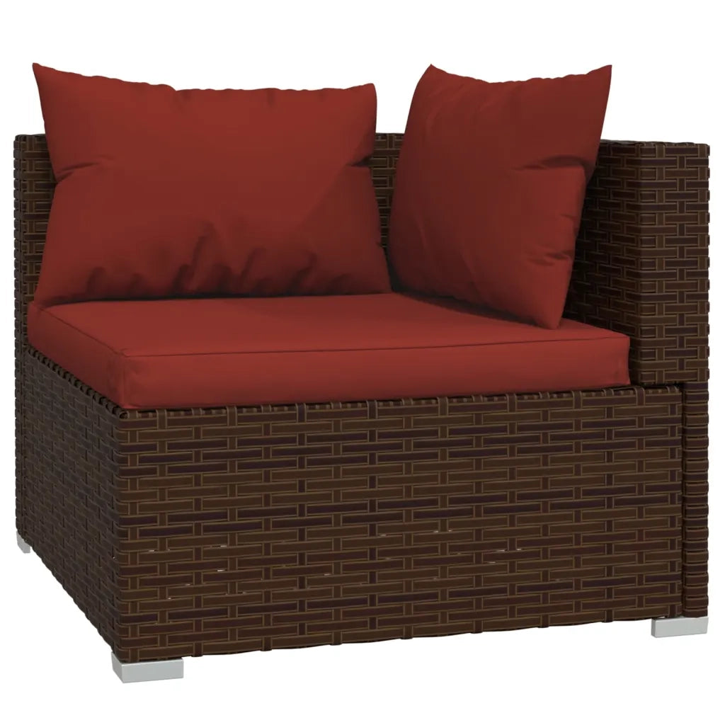 Set Divani da Giardino 6 pz con Cuscini in Polyrattan Marrone 3101811