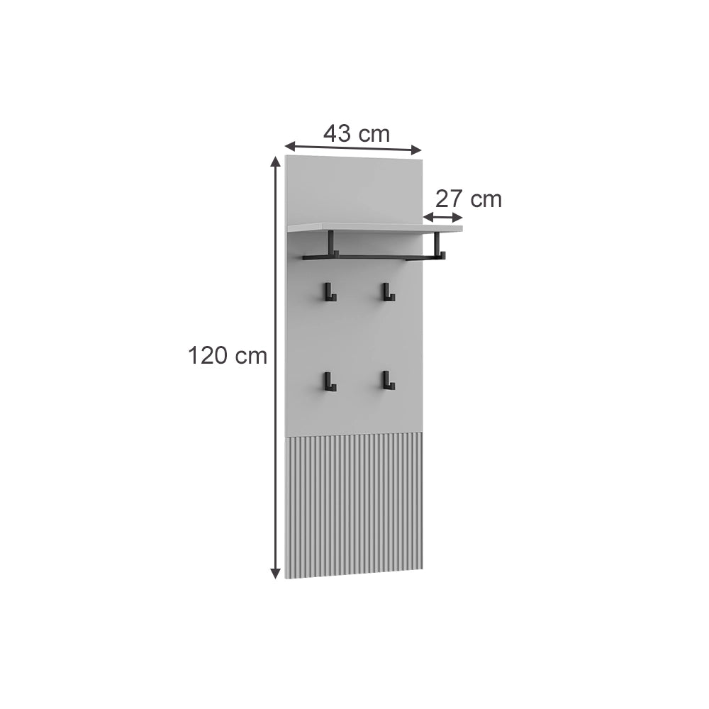 Vicco Appendiabiti da parete Grigio 43 x 120 cm