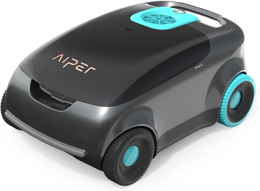 AIPER Scuba E1 Robot Piscina Senza Fili Ultra-Fine Doppia Filtrazione. 100-130 Minuti Autonomia. Sistema Tri-Motore Aspirapolvere Piscina. 2-3 Ore di Ricarica Ideale per Piscine Fuori Terra 100„é°