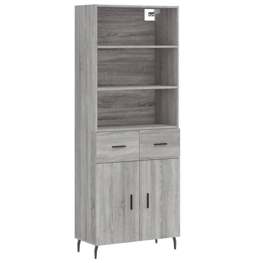 Buffet credenza cassettiera armadio mobile contenitore organizer cucina soggiorno salotto rovere Sonoma alto 69,5 x 34 x 180 cm legno ingegnerizzato grigio 02_0035537