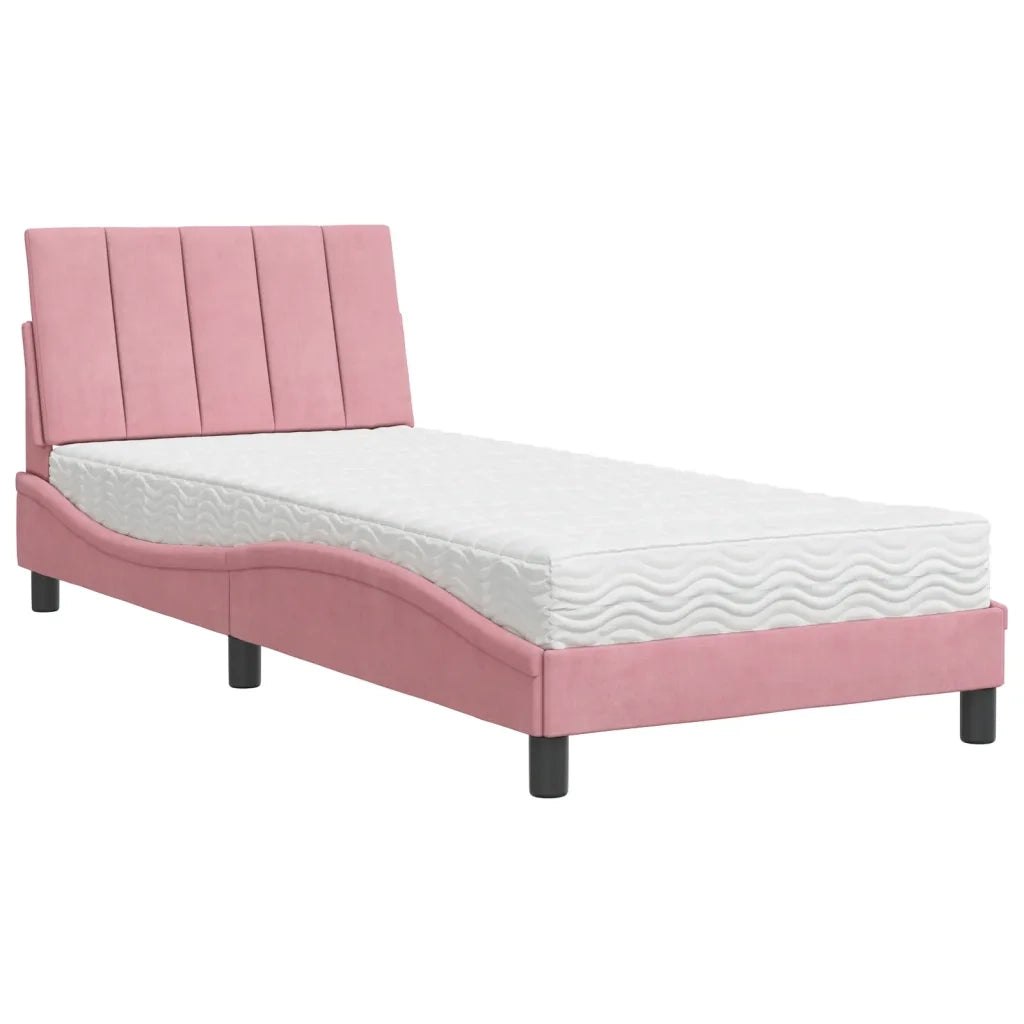Letto con Materasso Hanko Rosa 90x190 cm in Velluto