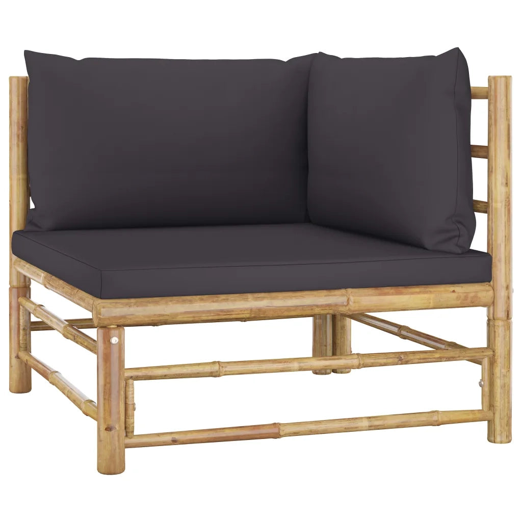 Set Divani da Giardino 6 pz con Cuscini Grigio Scuro in Bambù 3058198