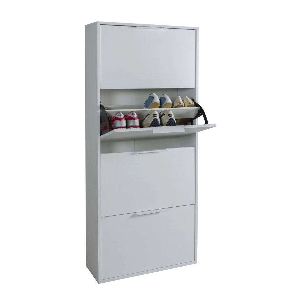 Scarpiera 4 ribalte bianco lucido cm 65x25x147 h